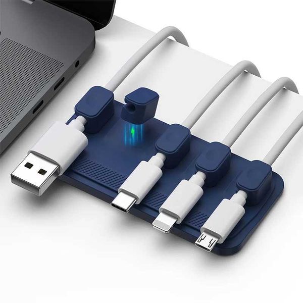 6in1 Magnetic Mouse Cable Wire Organizer Desktop Cable Clip Protector Cord Winder Row Plug Fixed USB Charging Line Holder MagnetT250114