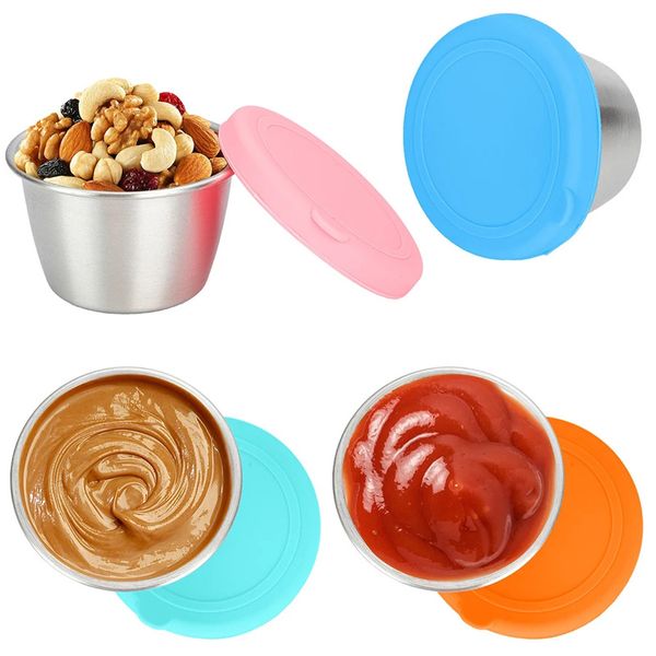 Cup Containers Stainless Steel Dipping Dish Household Seasoning Dish Sauce Container Appetizer Dipping Bowl LX6199