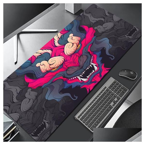 Mouse Pads Wrist Rests Oni Large Gaming Pad Japanese Black Table Desk Mat Big Mousepad Gamer Xxl 90X40 Carpet Keyboard Mats Any 100X50 Otb9P