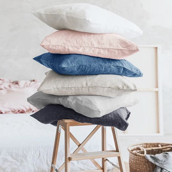 100% Linen Pillowcase Solid Color Pillow Case Bedding Black Pillow Cover Envelope Custom Pillow Case Cover 40x60 40x70 50x70 250103
