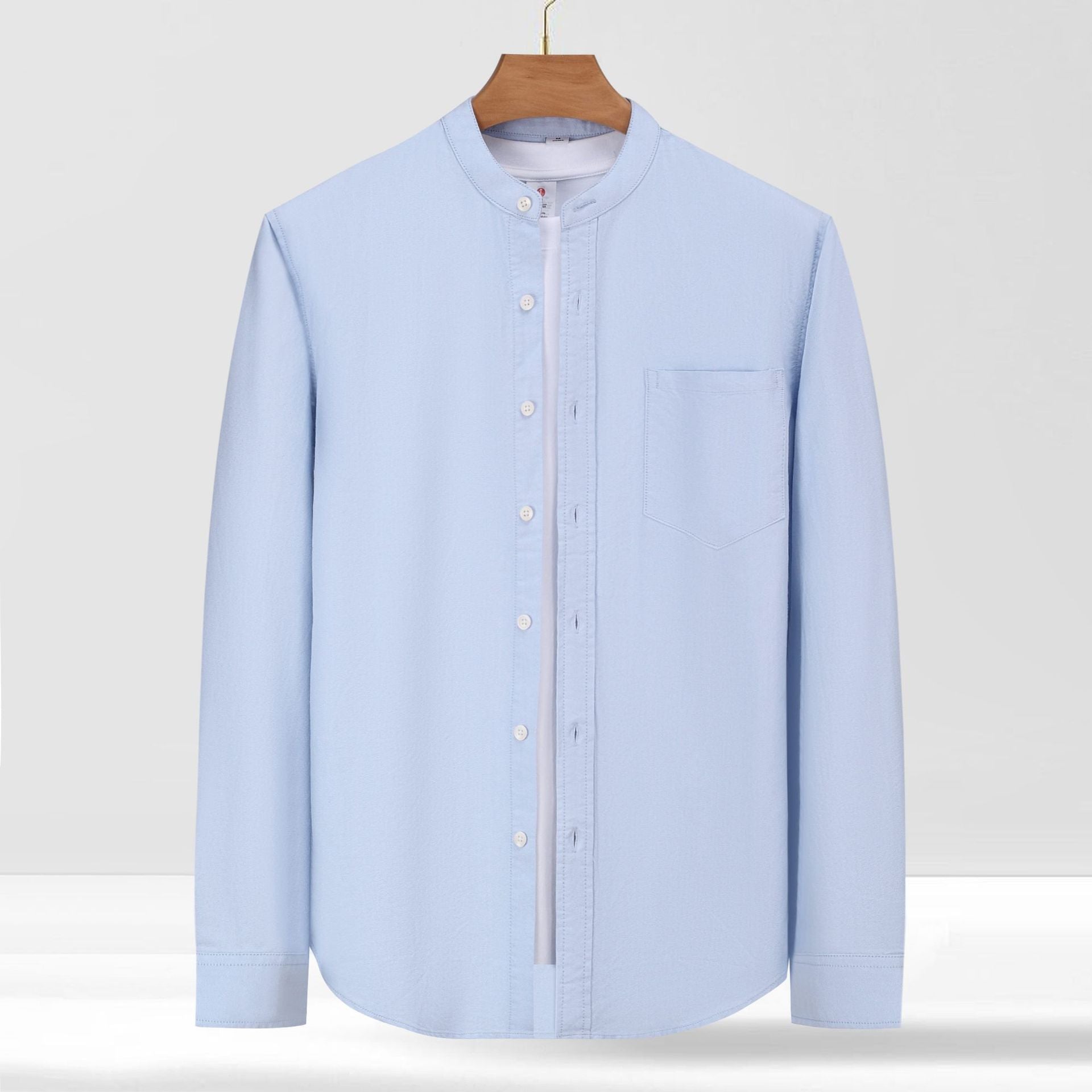 M6014 Men&#039;s long sleeve shirt all seasons high-end cotton stand collar casual top