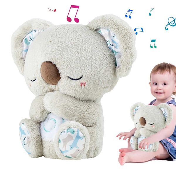 Plush Dolls Kids Bear Plush Doll Toy Animal Doll with Sensory Music Lights Rhythmic Breathing Motion Cute Koala Bear Toy Kid Sleeping Toys z