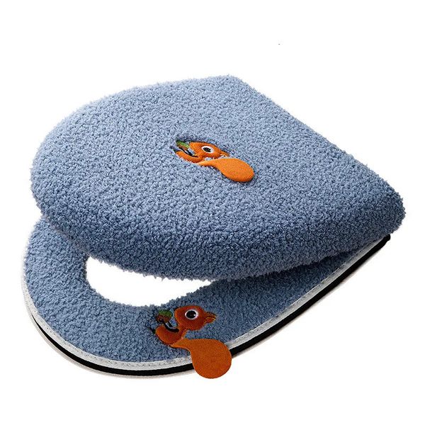 Bathroom toilet seat cover set easy to pull thick soft velvet cartoon zipper box waterproof toilet bowl cover HY001 241210