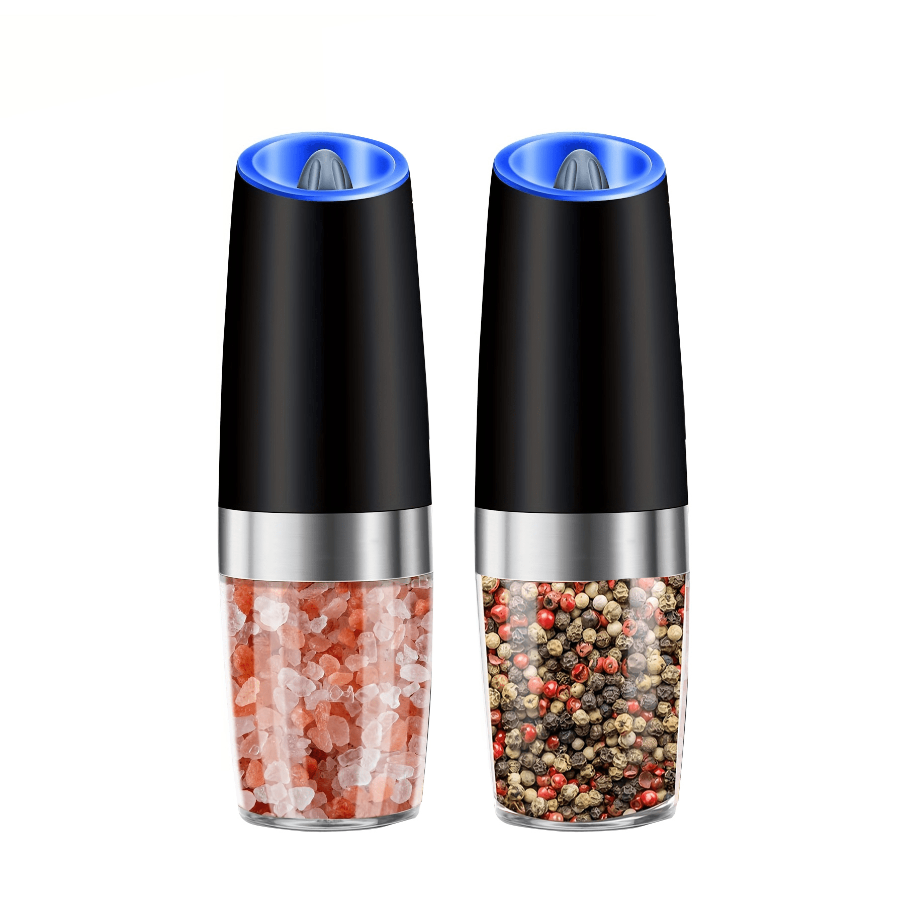 TEMU Newtag Electric Salt And Pepper Grinder, Handheld, Battery Operated With Led Light, Adjustable Coarseness, Acrylic Material, With Aaa Batteries