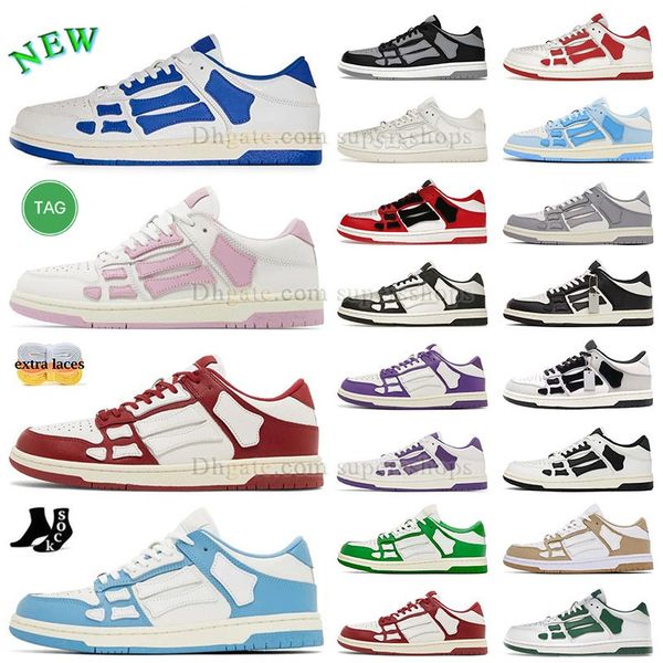 2025 Luxury Designer Casual shoes Bones Runner upper low skeleton sliding black white pink purple Leather Trainers Men Women platform Loafer