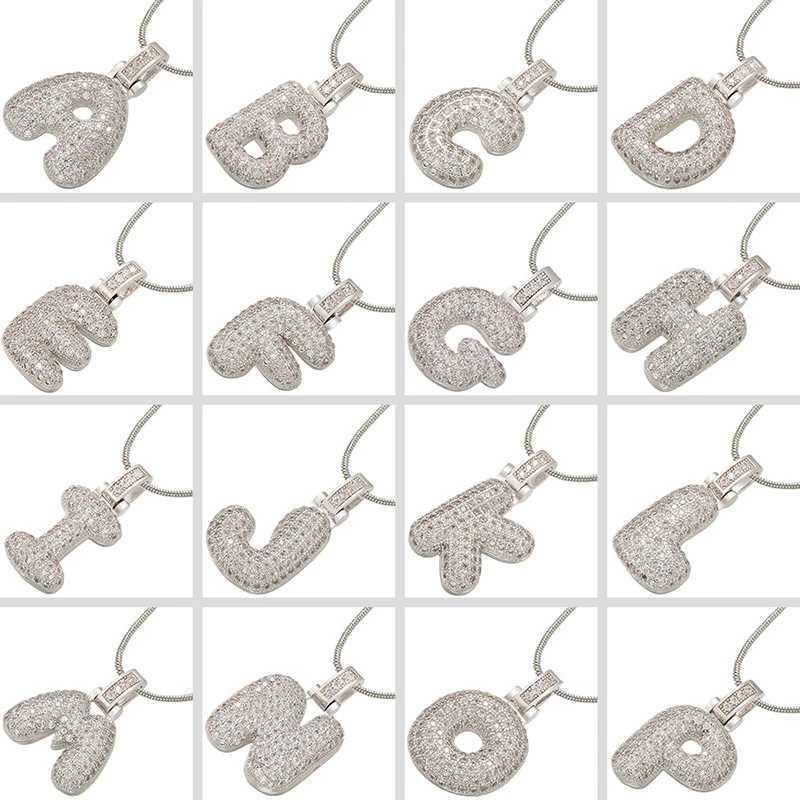 Zhukou Silver Bubble initial letters necklace 26 letter pendants necklace women brass CZ jewelry wholesale W240918
