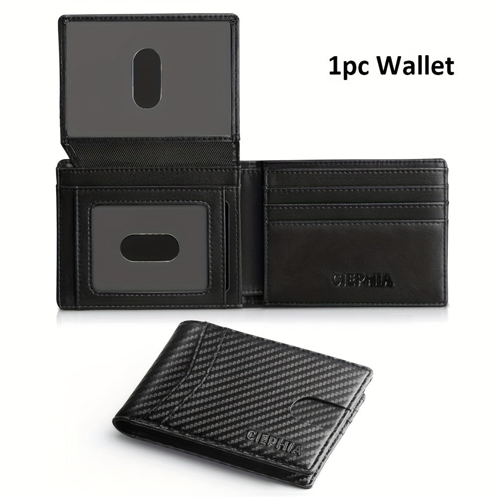 TEMU Men's Wallets Slim Bifold Rfid Blocking Card Holder With 2 Id Window, Credit Card Holder Cash Pocket Gifts For Him