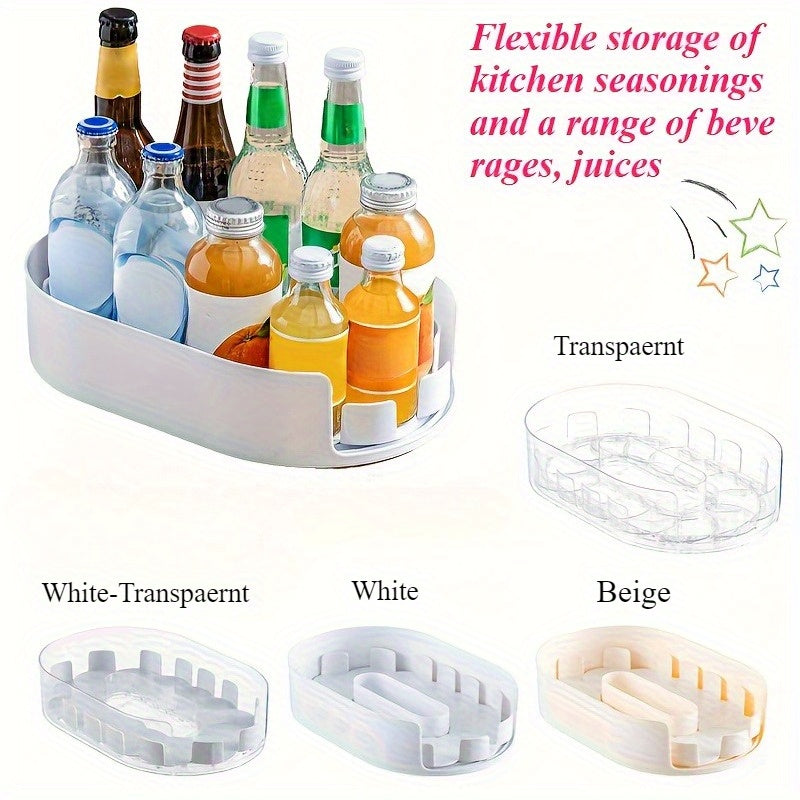 TEMU 360° Rotating Detachable Storage Tray - Transparent Plastic Organizer Rack For Kitchen Cabinets, Pantry, Countertops & Refrigerators With