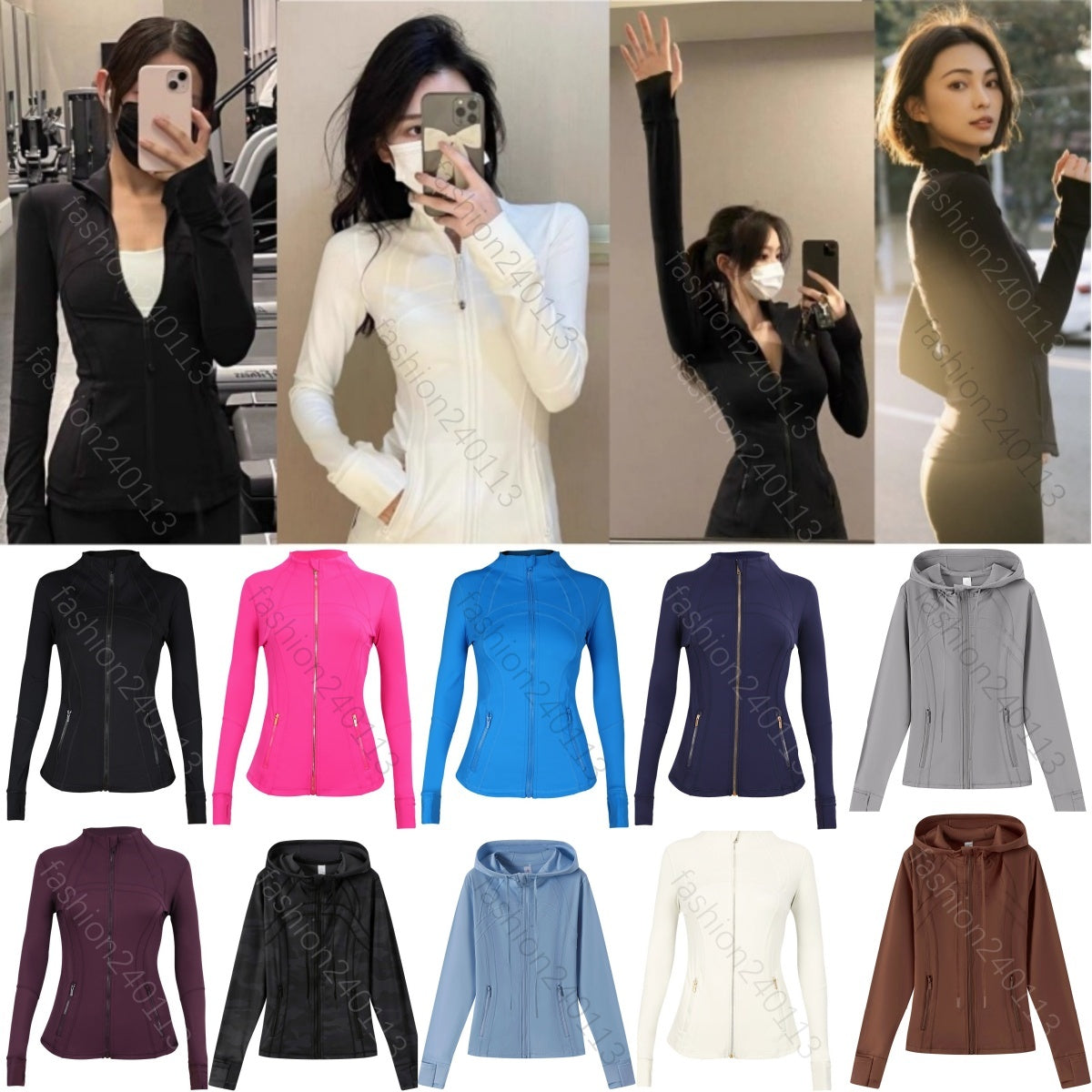 jackets womens jacket women coat yoga gold zip up hoodie long sleeve sport hoodies coat fitness gym breathable solid color outerwear coats sportwear