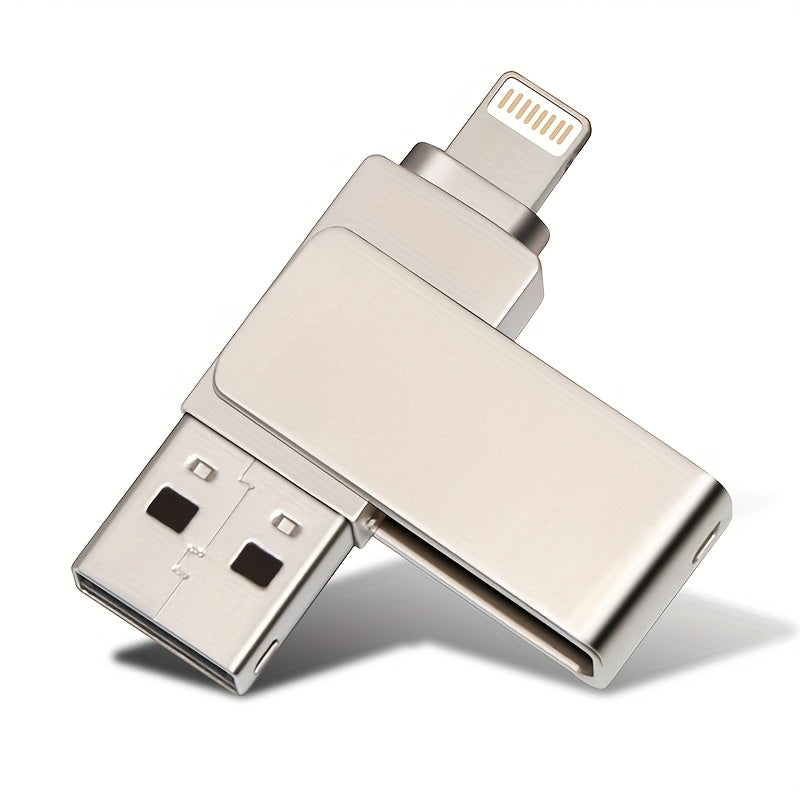 TEMU Flash For Iphone, 64gb-128gb-256gb Durable Metal 2-in-1 Photo Stick, High Speed Usb 3.0 Memory Storage For Ipad, , Pc And Laptops