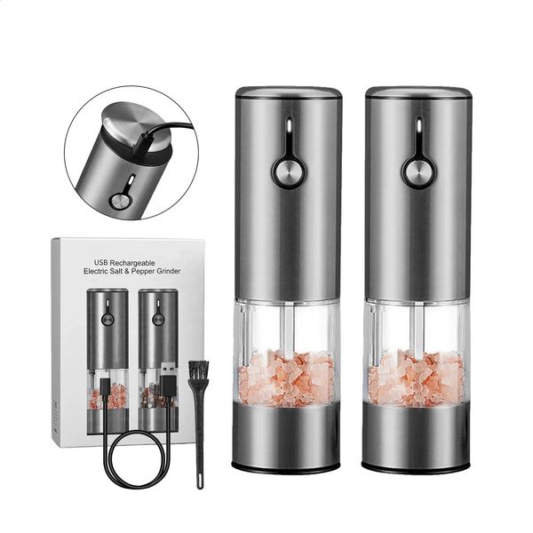 Large Capacity Electric Pepper Grinder Mill Stainless Steel USB Rechargeable Automatic Salt and Pepper Grinder 240830