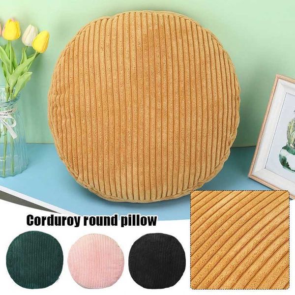 Cushion-Decorative Pillow 40cm Corduroy Round Cushion Home Decor Living Room Sofa Pinstripe Throw Cushions Bedroom Office Waist s With Core
