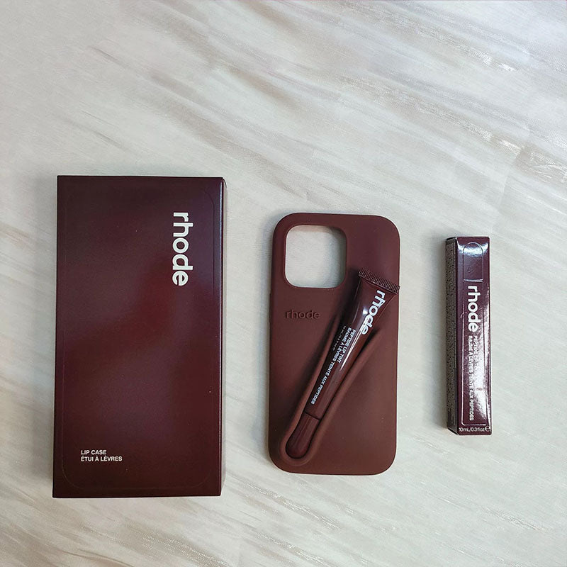 Rhode Lip Gloss Holder Designer Phone Case for Apple iPhone 16 Luxury 3D Silicone Lipgloss Lipstick Make-up Cosmetic Lip Balm Lens Bump Back Cover C