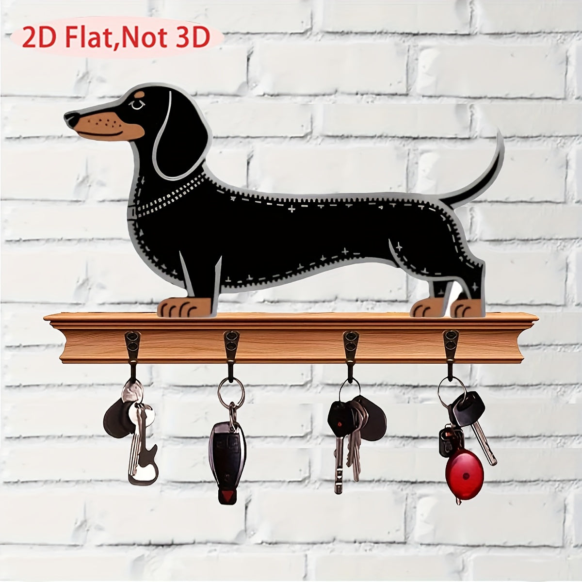 TEMU 1pc Vintage Dachshund Key Holder - Rustic Farmhouse Entryway Organizer With Key Hooks, Space-saving Dog Wall Decor For Living Room, Office, -