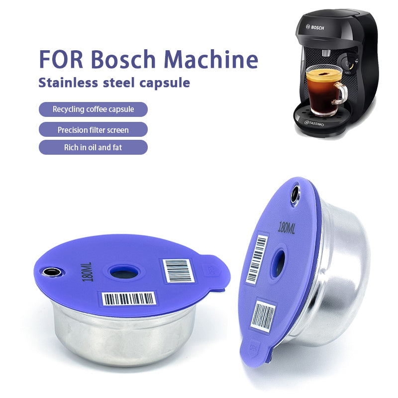 Reusable Coffee Capsule Pods for BOSCH-s Machine Tassimo Happy Vivy Stainless Steel Refillable Coffee Maker Filter 180ML-220ML