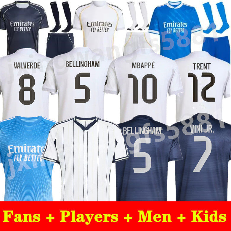 2025 2026 Football kits VINI JR Soccer Jerseys Fans Players 25 26 Camiseta de futbol MbappE realmadrid BELLINGHAM CAMAVINGA VALVERDE Madrids Men Kid