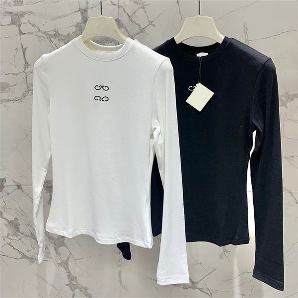 Crew Neck Jumper Slim Knits Top Women Warm Bottoming Knitwear Embroidery Letter Tight Tees Long Sleeve Blouses