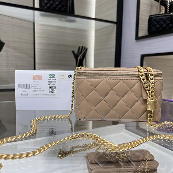 10A Mirror quality Lambskin Small Cosmetic Bags Luxury Designer Vanity With Chain Bag With Box C178