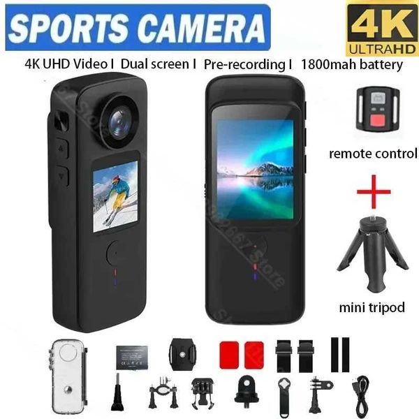 Sports Action Video Cameras 4K WiFi Anti-shake Action Camera Dual Screen 30m Waterproof Touch Screen Sport Camera for Travel Video Recorder