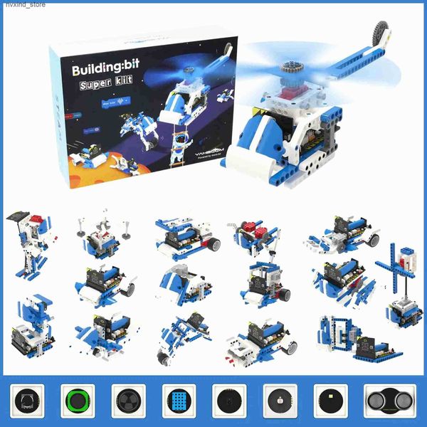 Electronics Robots Micro bit Building Block Robot Kit 16 in 1 STEM Projects with Sensor Module DIY Programmable Electronic Science Education