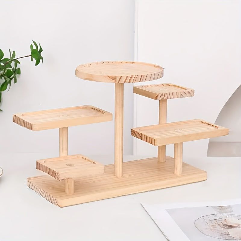 TEMU Wooden Display Stand, Multi-tier Storage Rack, Desktop Organizer, Suitable For Jewelry, Small Plants, Crystals, Ideal For Home Decor, Dressing