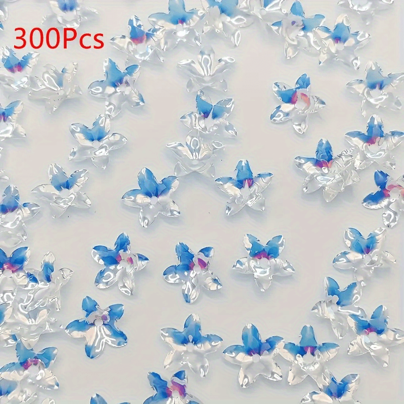 TEMU 300 Stunning Colored Acrylic 3d Flower Beads, Ideal Accessories For Necklaces, Bracelets, Keychains, And Jewelry Making
