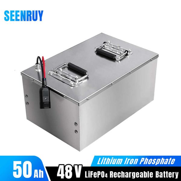 48V 50AH LiFePO4 Battery Pack Lithium Iron Phosphate Bulit-in BMS Rechargeable Battery For Boat Motor Solar Electric Scooter
