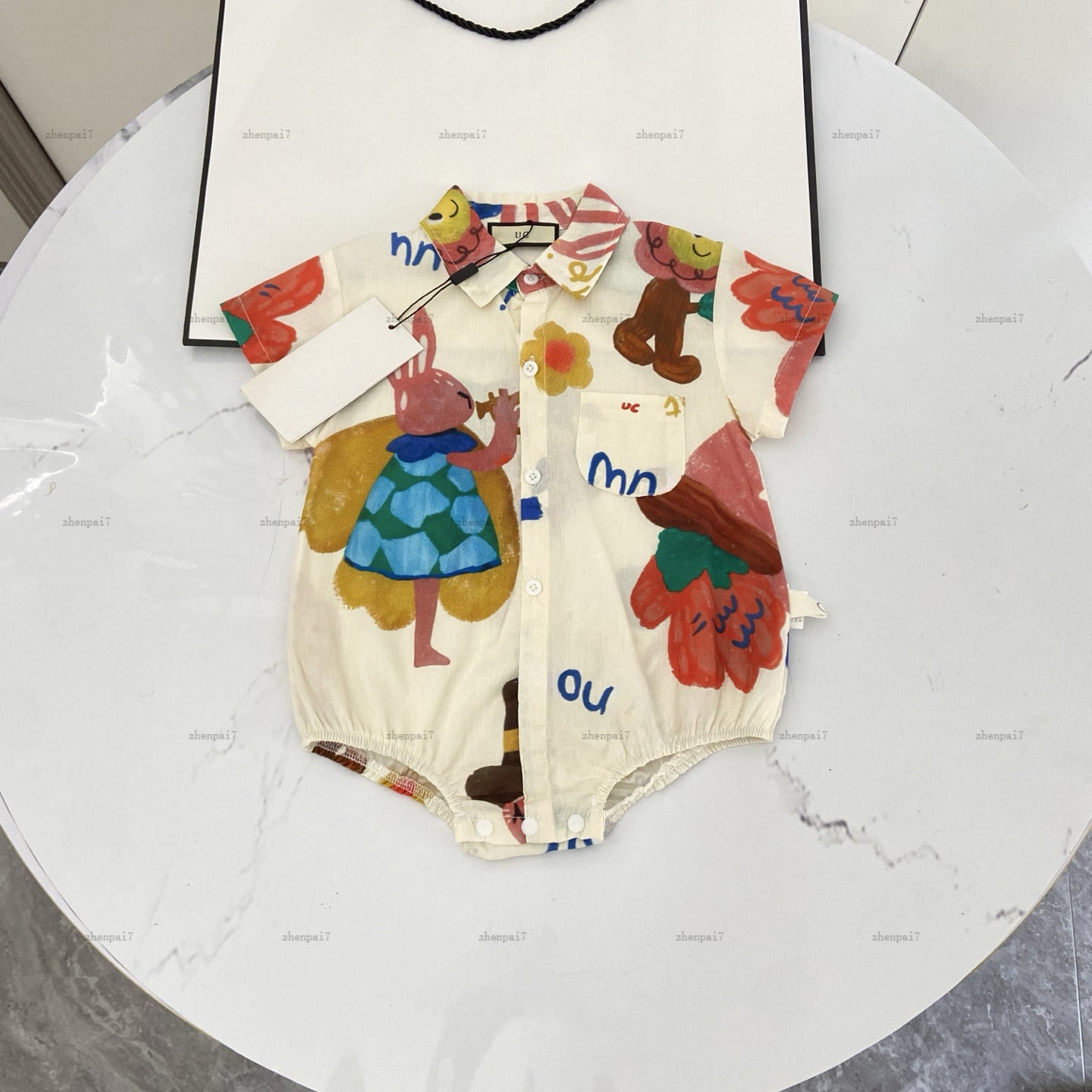 Top newborn bodysuit Collar-necked shirt design toddler romper designer Baby clothing Short sleeve infant jumpsuits A135X04N082