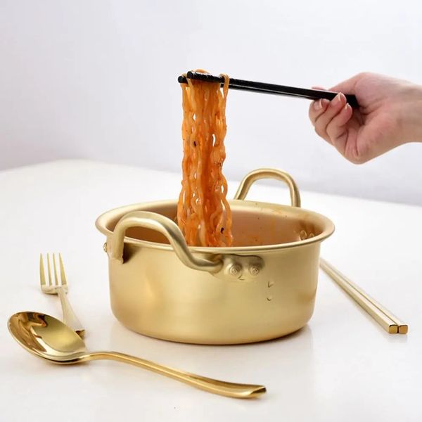 Golden Noodle Pot Korean Ramen Noodles Aluminum Soup With Lid Milk Egg Kitchen Tools Cooking Fast 241025