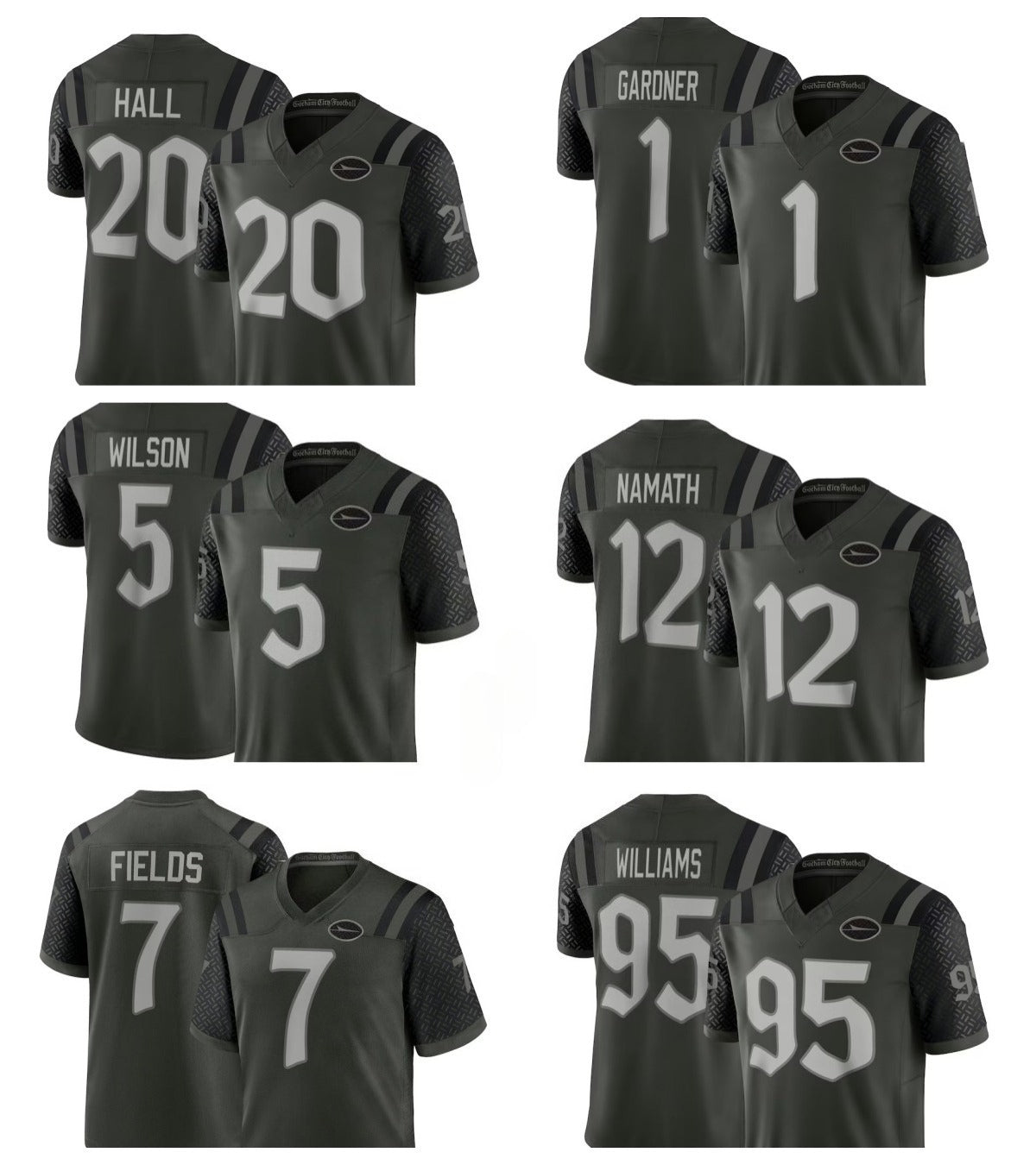 NFL Jets Garrett Wilson Ahmad Sauce Breece Hall Quinnen Williams Joe Namath Justin Fields 2025 Rivalries Collection Limited Jersey