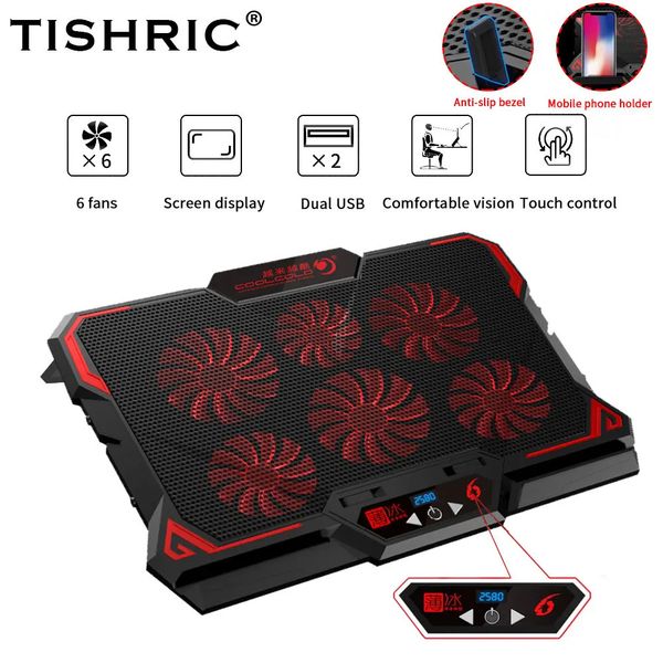 TISHRIC Laptop Cooling Pad 6 Quiet Fans Laptop Cooler Notebook High-speed Cooling Radiator Computer Cooler Laptop Accessories 241225
