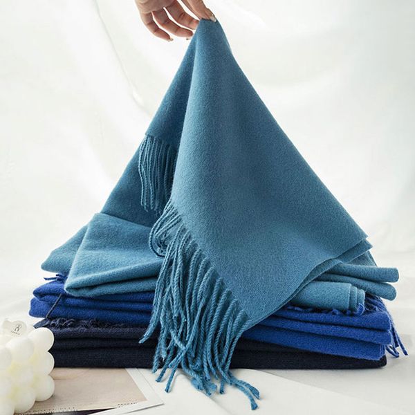 Solid Color Soft Classic Cashmere Feel Winter Blanket Scarf Shawls Wraps Women Travel Office Wedding Long Large Scarves W0246