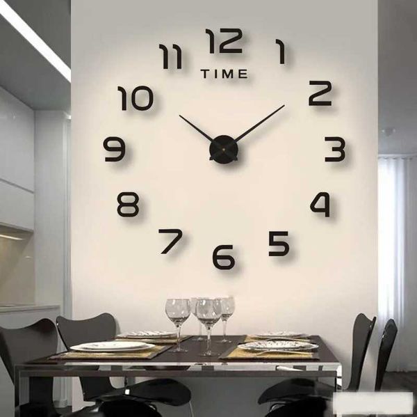 2024 Modern Design Large Wall Clock 3D DIY Quartz Clocks Fashion Watches Acrylic Mirror Stickers Living Room Home Decor HorlogeXJ240814