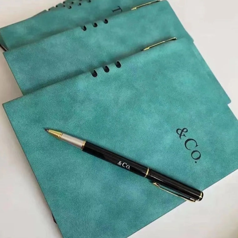 HOT 2025 Retro fashion designer letter printed notebook business thickening student A5 notebook with ballpoint pen