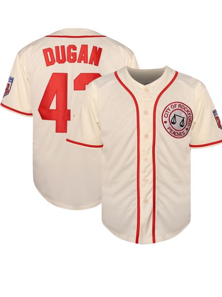 Men&#039;s #43 DUGAN Retro Baseball Jersey Breathable Polyester, V-Neck, Embroidered Lettering Numbers, hine Washable - Perfect for Sports &