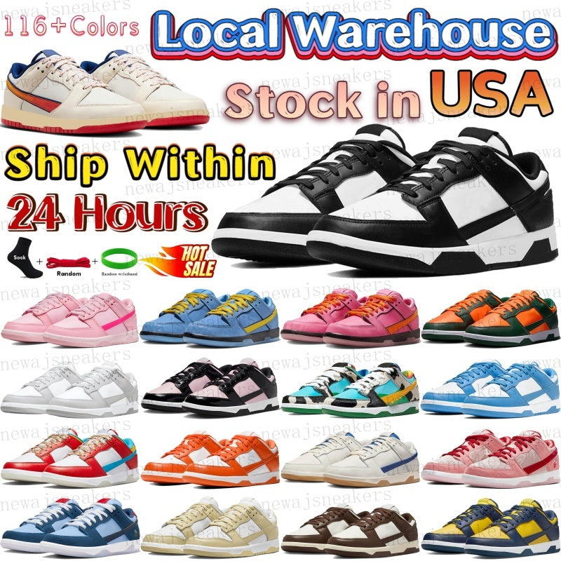 Local Warehouse mens low running shoes white black panda Bubbles Grey Fog team orange green womens designer sneakers outdoor trainers classic sports