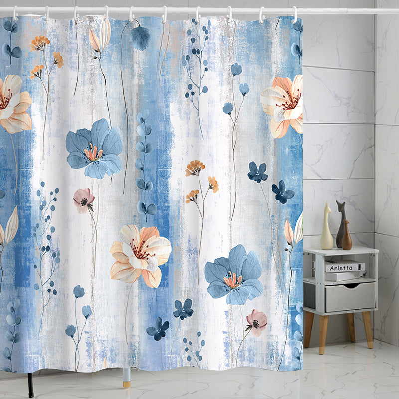 YL-37271 Waterproof Shower Curtain 3D Printed Tropical Jungle Plant Leaves and Flowers Season Polyester Shower Curtain with Hook