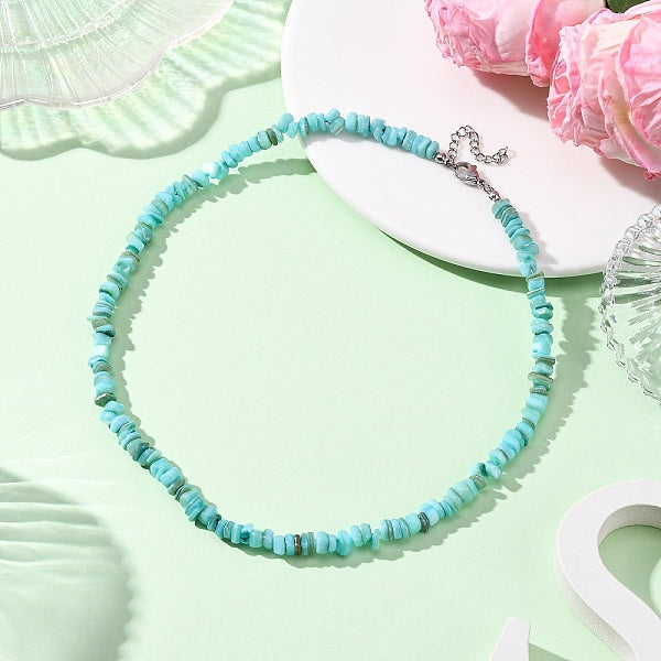 Collares de cuentas con pepitas de concha de agua dulce natural teñidas