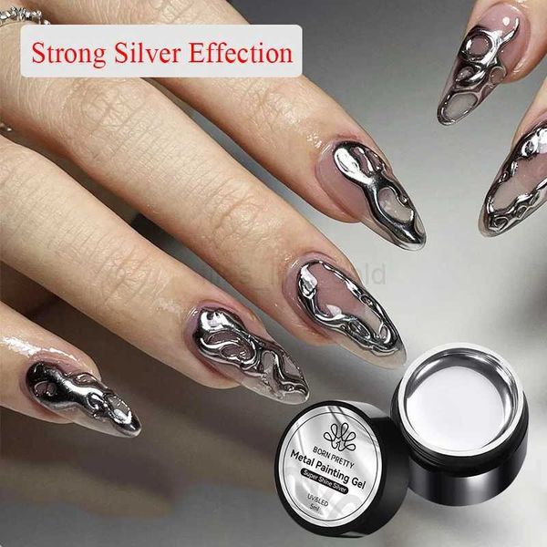 Born Pretty 5ml metallic paint gel polishing strong silver effect nail art soap gel nail polish polishing silver mirror gel W240816