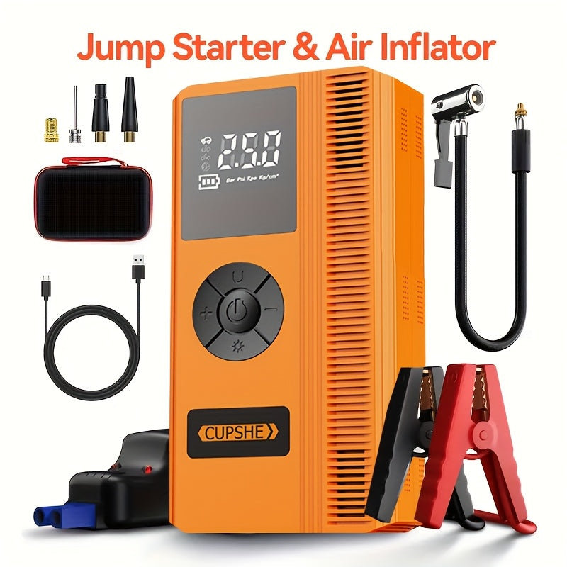 TEMU Portable Wireless Car Inflation Pump Emergency Supply, With Air Compressor, Portable Battery Car Charger, Suitable For 12v (9.0l Gasoline-1.98