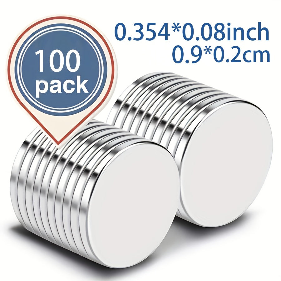 TEMU 100pcs Refrigerator Small Magnets, 9*2mm, Multi-use Tiny Round Disc Cylinder Office Magnets For Fridge, Whiteboard, Dry Erase Board