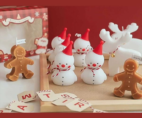 Christmas Theme White-Snowman Christmas Scented Candles Gift Box Christmas Gift Souvenir Decorative Ornament Fragrance WaxXJ241207