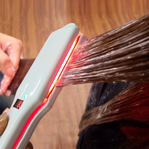 Hair Straighteners Professional Cold Straightener Infrared and Ultrasonic Salon Care Treatment for Frizzy Dry Recovers Damage Flat Iron LED