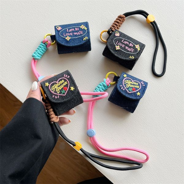 ddmygifts Embroidered suitable for Pro2 Bluetooth wireless headphone 1-2-3 generation denim protective cover