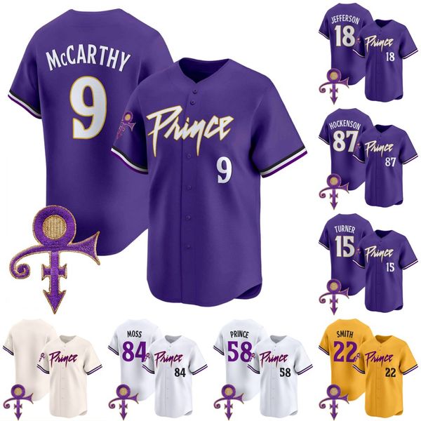 Justin Jefferson Baseball Jerse 2024 Purple Cousins Hockenson Smith Hunter Moss McCARTHY TURNER GRANT TRUMP PRINCE Addison custom men women