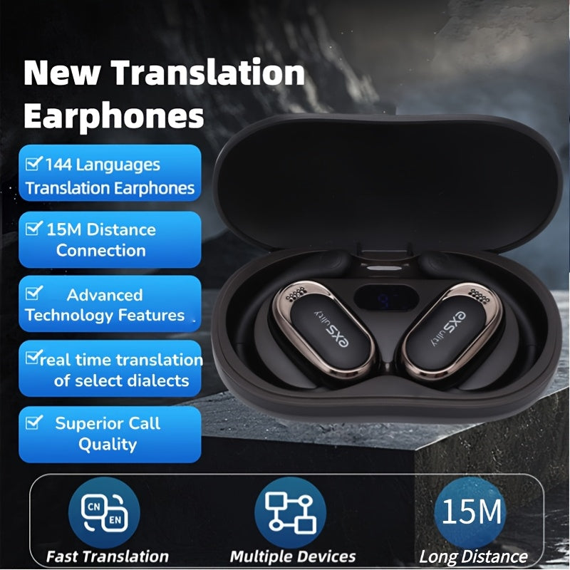 TEMU 144 Languages Translation Earbuds With Wireless, Real-time Translation Device, Long-lasting Lithium-polymer Battery, Compatible With