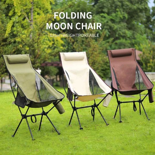 Camp Furniture Portable folding camping chair with headgear lightweight travel aluminum fishing outdoor furniture H241121