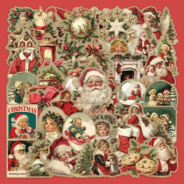 50 Christmas stickers, laptops, account books, phone cases, insulated cups, decorative DIY waterproof stickers