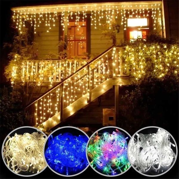 2024 Christmas Garden LED Curtains Ice String Light Drop 0.4-0.6m AC 220V Garden Street Outdoor Decorative Holiday Light. W240817