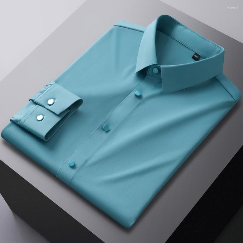 Men&#039;s Dress Shirts Men&#39;s Stretchy Silky Non Iron Long Sleeve Shirt Without Pocket Business Standard-fit Comfortable Soft Easy-care